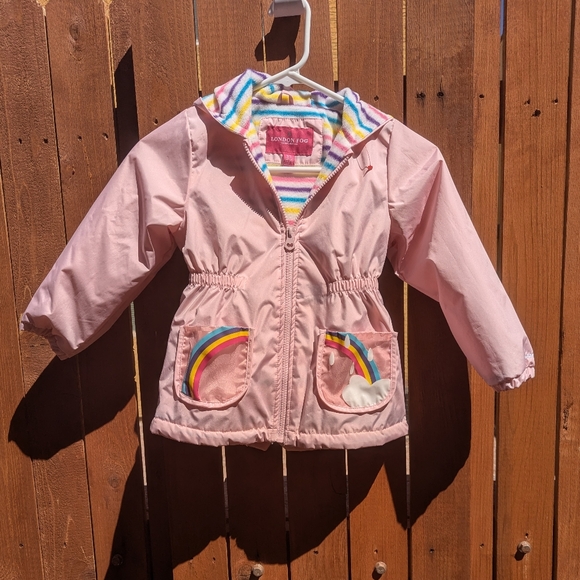 NWOT London Fog Girls Peplin Rainbow Fleece Lined Hooded Jacket (S/4) - Picture 9 of 10